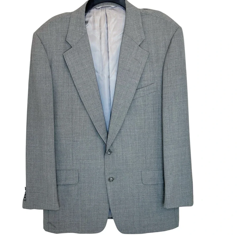 Hickey Freeman Blazer 42R Gray Wool Sharkskin 2 Button Canterbury Suit Jacket